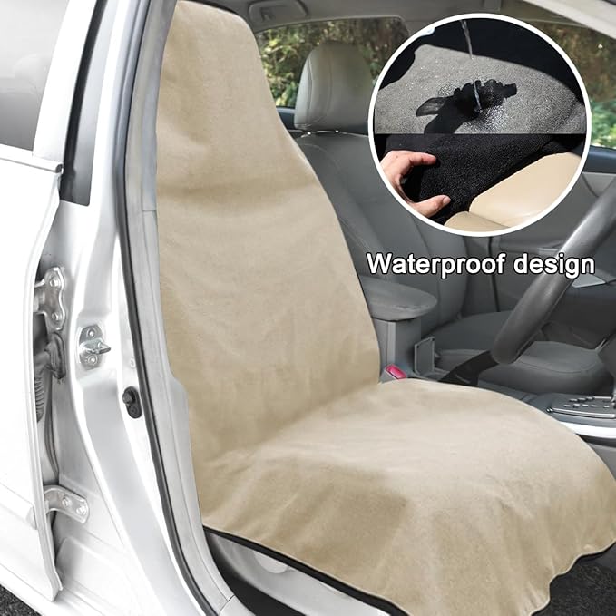 Waterproof Car Towel Seat Cover, Sweating Non-Slip Premium Towel Carseat Cover Protector, Universal Soft Machine Washable Car