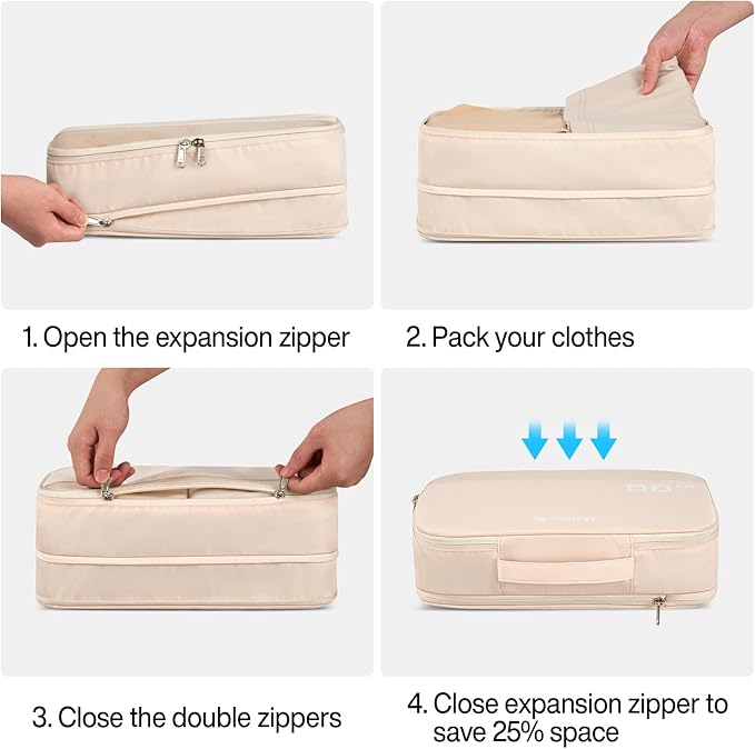 Hanke 7 Set Compression Packing Cubes for Travel, Expandable Large Packing Cubes for Suitcases and Backpack, Luggage Packing 