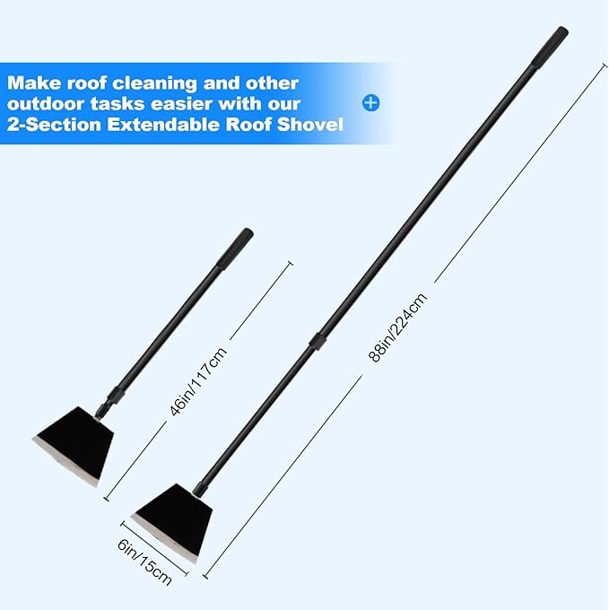 Floor Scraper, Garden Shovel Scraper, Paint Remove Tool for Ice, Tile, Tape, Glue, Ceiling, Concrete Cleaning Kit with 88inch Long Handle Heavy Duty - Metal Blade 4mm Thickness