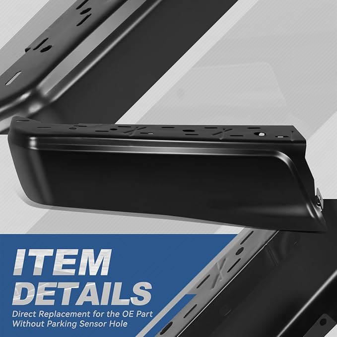 Auto Dynasty Rear Bumper End Caps Cover Compatible with 2015-2020 Ford F-150, Driver Left Side, Non Parking Sensor Holes, Primered/Painted Black