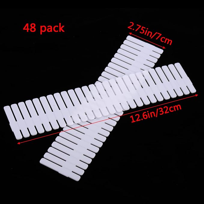 Foraineam 48Pcs Drawer Dividers, Adjustable DIY Grid Divider White Storage Organizer Separator, Socks Underwear Scarves Makeu