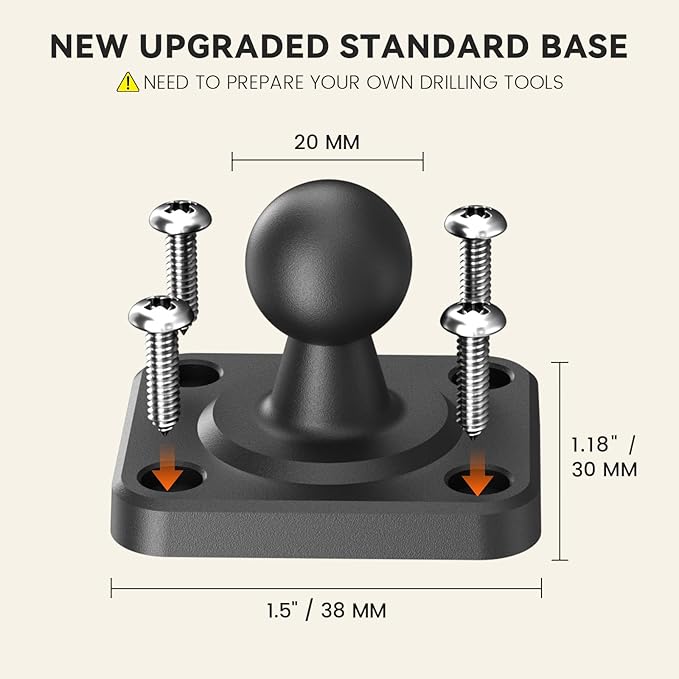 OHLPRO Car Tablet Holder - Heavy Duty Drill Base, Tablet Mount for Truck Compatible with iPad Samsung Tab 5"-13" Tablets and Phones, iPad Stand for Wall/Business/Vehicle/Desktop, etc.-4-inch Arm