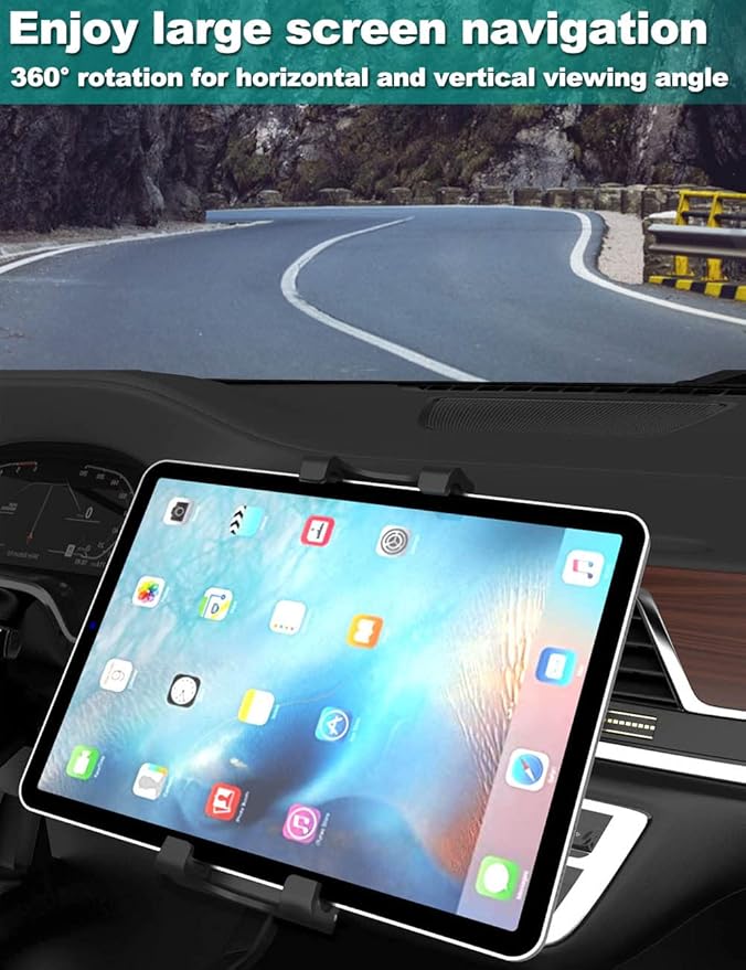 EXSHOW Car Tablet Mount CD Slot Holder for 4.7-12.9 iPad Phone, 360 Rotation Universal Truck CD Player Holder for iPad Pro 12.9" Air Mini, Kindle Fire HD, Samsung Tab S8 Ultra