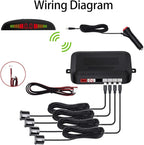 EKYLIN Wireless Car Parking Sensor, Reverse Radar System with 4 Parking Sensors, Wireless LED Distance Display with Sound Warning + 4 Gray Color Car Reverse Parking Sensors for Cars Vans RV Trailer