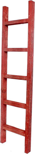 BARNWOODUSA Rustic Decorative Ladder - 100% Upcycled Wood (60" x 12" x 1.5", Rustic Red)