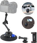 UTEBIT 6" Suction Cup Camera Mount with Ball Head Magic Arm, Metal Suction Cup Mount on Car Windshield Dash for Camera/Phone Holder, 1/4" Screw Action Camera Mount for DJI Action 5 Pro/4, Insta360 x5
