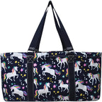 NGIL Extra Large Utility Tote Reusable Grocery Bag Oversized Collapsible for Groceries, Storage, Picnic, Beach (Unicorn Print-navy)
