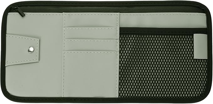 PATIKIL 1Pcs Car Sun Visor Organizer, 12.8 x 6.5 Inch PU Leather Vehicle Storage Pouch Holder for Sunglasses Card Pen Driver License Car Accessories, Gray