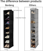 Berdeng Hanging Shoe Organizer for Closet with Side Mesh Pockets，Hat Racks for Baseball Caps，Shoe and Hat Holder & Storage，8-
