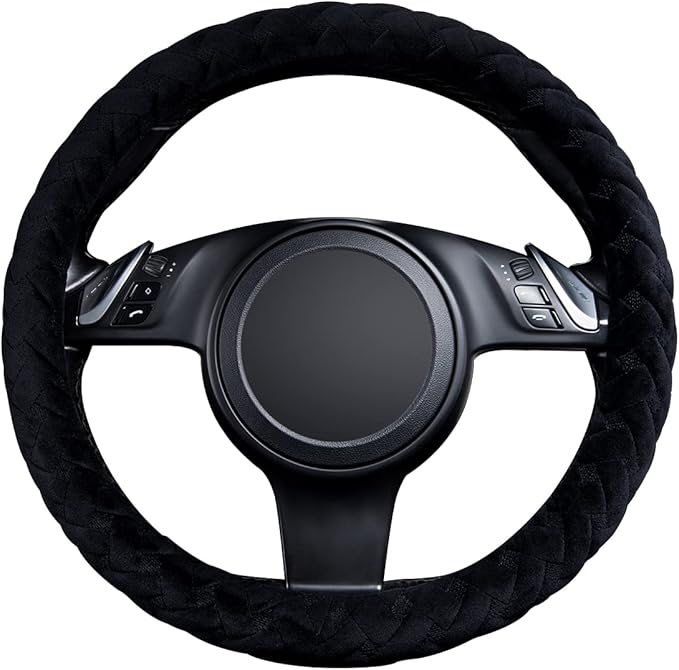 Flying Banner car Steering Wheel Cover Soft Velvet Warm Universal Size 15 inches SUV Truck Anti Slip Odorless Summer Winter (