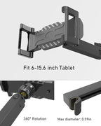Car Headrest Tablet Holder - [3 in 1 Adjustable Extension Arm] Tablet Car Mount for Back Seat, Road Trip Essentials for Kids, for iPad Pro Air Mini, Galaxy Tab, iPhone, 6-15.6" Devices