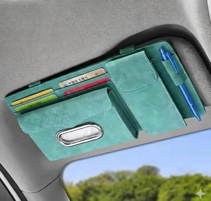 Multifunctional Car Visor Organizer (Suede leather - Blue)