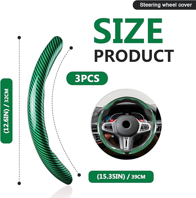 3pcs Universal Carbon Fiber Steering Wheel Cover - Anti-Slip & Segmented Design, Universal 99% Durable Steering Wheel Protect