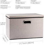 PRANDOM Large Foldable Storage Bins with Lids [3-Pack] linenFabric Decorative Storage Boxes Organizer Containers Baskets Cube
