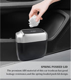 2PCS Car Trash Can with Lid + 60PCS Garbage Bag,Mini Trash Can Car Interior Accessories with Capacity 700ml,Multifunctional CCar Organizers and Storage(Silver)