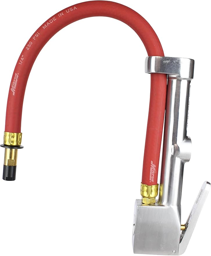 Milton S-504 Analog Tire Inflator with Pressure Gauge, 15" Hose Straight Head Air Chuck, Made In USA 10-160 PSI