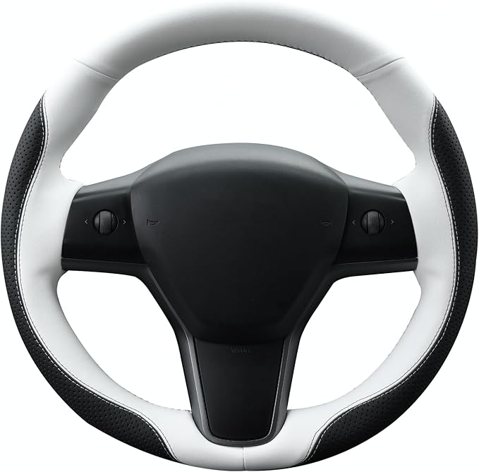 MEWANT Hand Stitched Steering Wheel Cover for Tesla Model 3 2017-2023 / Model Y 2020-2023 for Tesla Model 3/Y Accessories