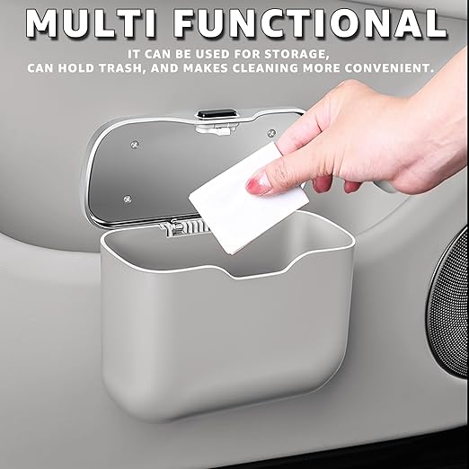HOLDCY Car Trash Can, Waterproof Multi‑Functional Auto Trash Bin for Door/Console/Seat Back, Universal Vehicle Garbage Can for Car/Truck/SUV Drivers (Gray)
