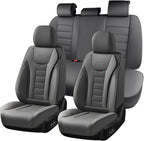 Coverado Car Seat Covers Full Set, Seat Covers for Cars, Front Seat Covers and Back Seat Cover Waterproof Leather Automotive 