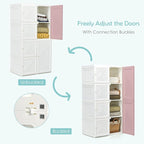 Tangkula Portable Closet Wardrobe, Foldable Clothes Organizer with Cubby Storage, Hanging Rods, Easy Assemble Clothing Storag