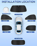 6PCS Window Shades for Toyota Camry(2012-2017) Accessories – Full Coverage Sun Shade for Side Windows, Rear Triangular & Windshield – UV Protection & Privacy for Camping, Napping, Relaxing