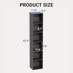Book Shelf, 6-Tier Bookcase, Wooden Open Cube Storage Organize, 9.3 x 11.8 x 62.4 inches Bookshelf for Living Room, Bedroom, 