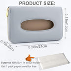 Car Sun Visor Tissue Holder, Napkin Holder, PU Leather Backseat Tissue Case Holder for Car Vehicle with Zipper (Grey)