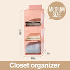 Hanging Closet Organizer, 4-Section Storage Shelves, Oxford Cloth with Mesh Pockets, (Cerulean, 3 Section)