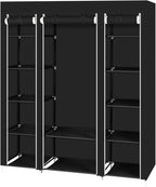 69" Portable Closet Storage Organizer Wardrobe Clothes Rack,Covered Garment Rack,Steel Tube Clothes Storage Organizer,Freesta