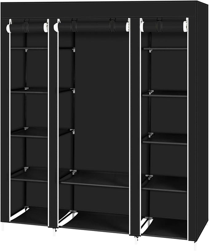 69" Portable Closet Storage Organizer Wardrobe Clothes Rack,Covered Garment Rack,Steel Tube Clothes Storage Organizer,Freesta
