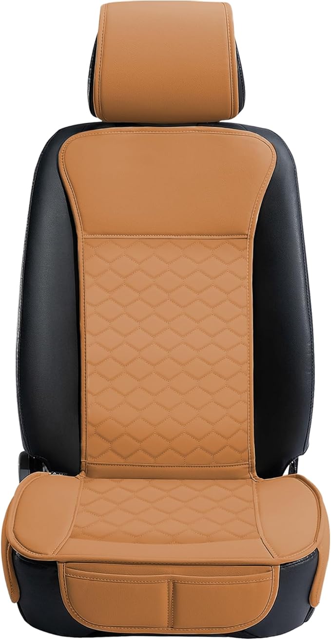 Elantrip 2PCs Front Car Seat Covers Leather Car Seat Protector Universal fit for Most Cars SUVs and Trucks Water Proof Seat P