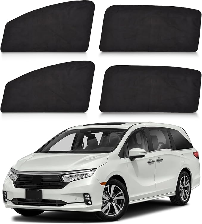 ZATOOTO Car Window Shades Custom Fit for Honda Odyssey 2020-2024 4-Pack Car Window Covers with 100% UV Protection and Total Blackout Privacy Heat Insulation for Family Travel Baby and Pet Safety
