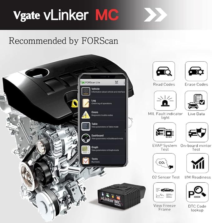 Vgate vLinker MC Bluetooth OBD2 Diagnostic Scanner for Android & Windows