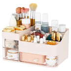 Pink Make up Organizers for Vanity with 3 Drawers,Large Skincare Organizers for Countertop,Desk,Dresser,Plastic Bathroom Coun