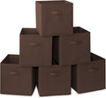Casafield Set of 6 Collapsible Fabric Cube Storage Bins, Brown - 13" Foldable Cloth Baskets for Shelves, Cubby Organizers & M