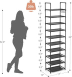 LANTEFUL 10 Tiers Tall Shoe Rack 20-25 Pairs Boots Organizer Storage Sturdy Narrow Shoe Shelf for Entryway, Closets with Hook