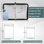 Travel Jewelry Organizer Transparent Jewelry Storage Book Set with Anti-oxidation Pocket Traveling Necklace Earring Organizer