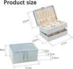 KOOAAICCHI Small Jewelry Box, Travel Jewelry Organizer, Portable Jewelry boxes for Women Girls Gift, Double Layers PU Leather