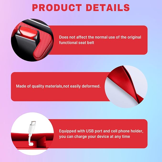 2PCS Car Seat Gap Filler, Vehicle Seat Organizer for Avoiding Dropped Items, Fill The Gap Between Seat and Console, No Drop Seats Guard for Coins Wallets Keys, Universal Car Accessories (Red)