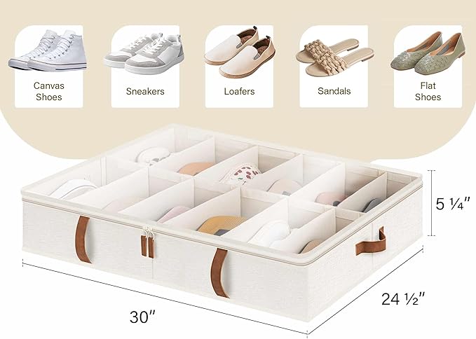 StorageWorks Shoe Organizer Under Bed for Closet with 3-Pack Bed Sheet Organizers and Storage