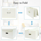 STOREONE Fabric Storage Cube Bins Foldable Organizer Container Collapsible Basket with Lids and Metal Handles, for Home, Bedr