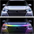 DREAMIZER 71" 12V RGB Car LED Lights Exterior Flexible Hood Light Strip,IP68 Waterproof Dynamic Car LED Strip Light with Turn Signal for Cars Truck SUV,APP Control