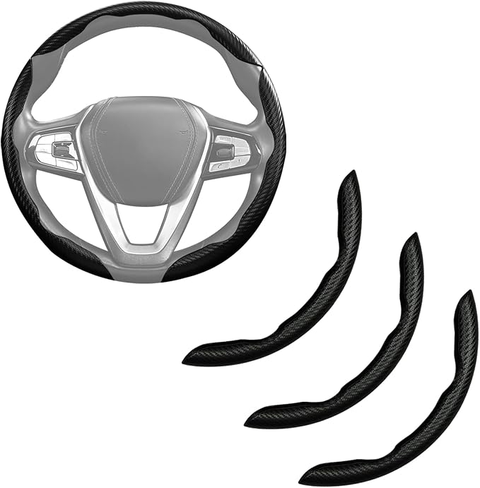 Carbon Fiber Steering Wheel Cover 3pcs Anti-Slip Car