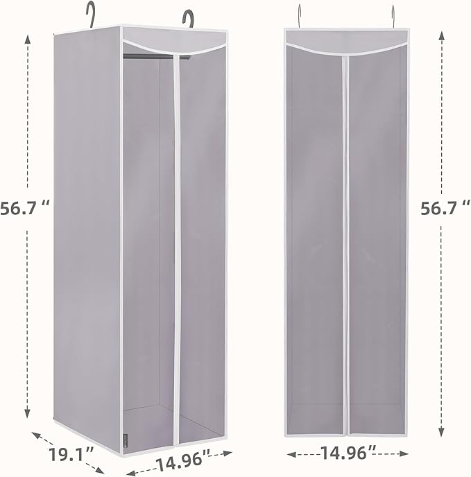 STORAGE MANIAC 2-Pack Hanging Garment Bag Zipper Cover with Sealed Clear Window, Long Garment Cover for Closet Storage Wardro