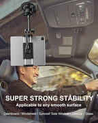 Tablet Holder Mount for Car - Anti-Shake Dashboard Windshield Sunroof Stand for Truck/Car/Pickup/Van, Heavy Duty Metal Tablet Mount for 4-12.9" iPad Pro Air Mini, Z Fold, iPhone
