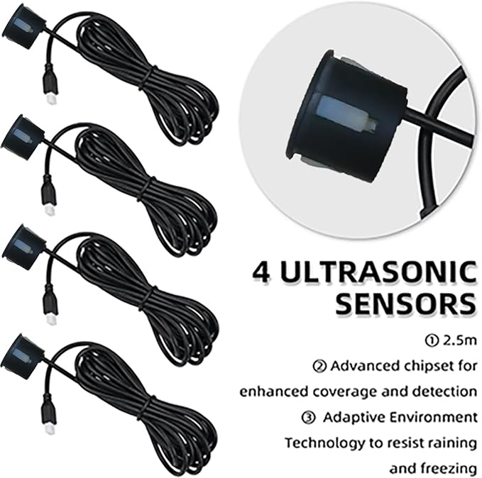 LCD Parking Sensor Kit - Displays Data on Original Screen, Easy Rear Installation, Compatible with All Camera Formats (AHD, C