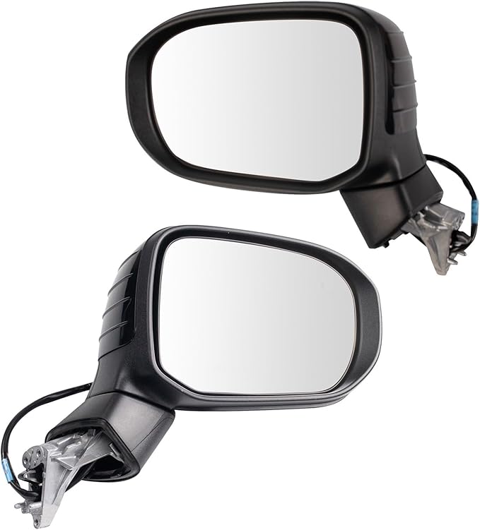 TRQ Driver and Passenger Side Power Heated Mirror Set Smooth Black Textured Compatible with 2020-2022 Kia Telluride KI1320241