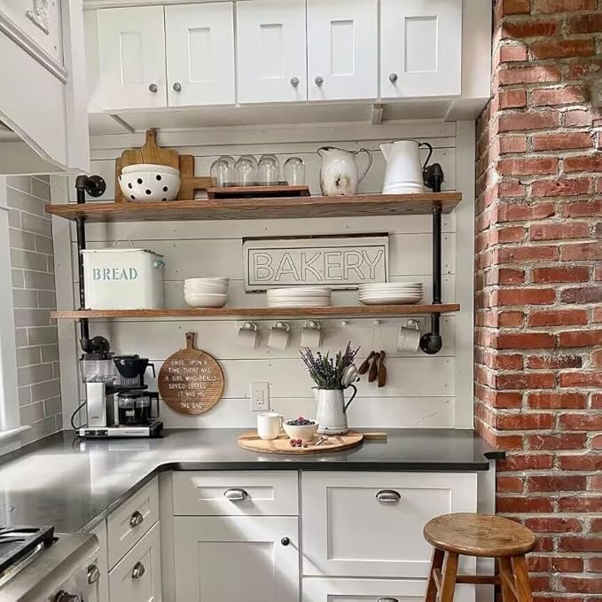 Pipe Shelves Industrial Pipe Shelving Real Wood Industrial Floating Shelves with Wood Planks 48 inch Wall Shelves Rustic Hang