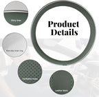 Yourkar Leather Steering Wheel Cover, Breathable Anti-Slip Car Steering Wheel Protector for Max Diameter 15 Inch, Universal A