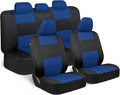 BDK PolyPro Car Seat Covers Full Set in Blue on Black, Front and Rear Split Bench Seat Covers for Cars, Easy to Install Car S